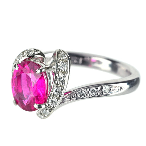 【中古】PT900 PINK TOURMALINE ピンクトルマリンリング PT1.58ct D0.20ct 6.76g #12