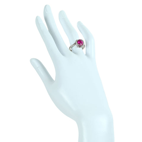 【中古】PT900 PINK TOURMALINE ピンクトルマリンリング PT1.58ct D0.20ct 6.76g #12
