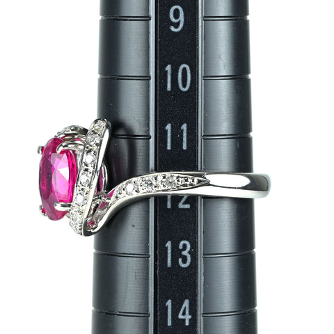 【中古】PT900 PINK TOURMALINE ピンクトルマリンリング PT1.58ct D0.20ct 6.76g #12