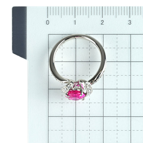 【中古】PT900 PINK TOURMALINE ピンクトルマリンリング PT1.58ct D0.20ct 6.76g #12