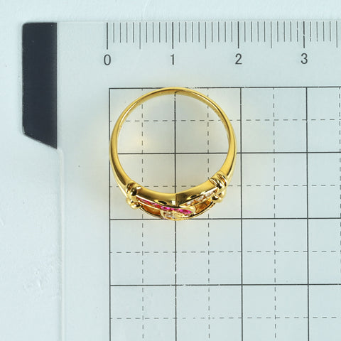 【中古】K18YG RUBYルビー・ダイヤモンドリング R0.19ct D0.12ct 4.2g #12