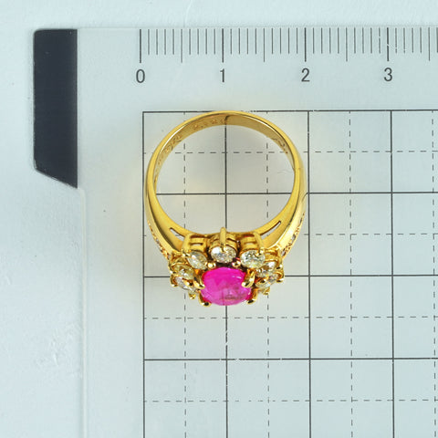 【中古】K18YG PINK SAPPHIREピンクサファイアリング PS2.12ct D1.20ct 6.9g #11.5