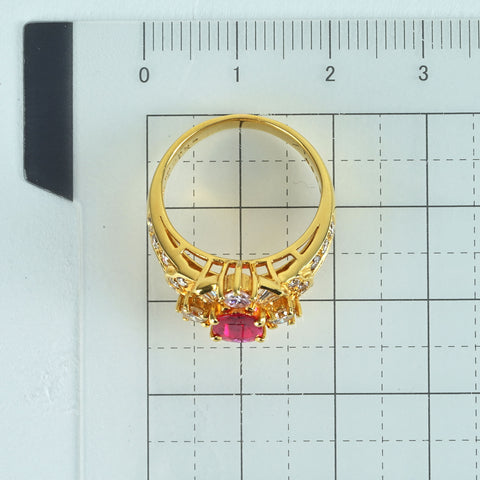 【中古】K18YG RUBYルビーリング R0.56ct D1.00ct 6.4g #10.5