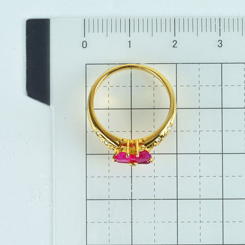 【中古】K18YG ルビーリング D0.13ct 3.6g #11