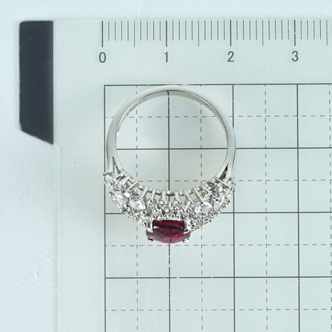 【中古】K18WG RUBYマダガスカル産非加熱ルビーリング R2.07ct D1.22ct GRS鑑別書付き 4.9g ＃13