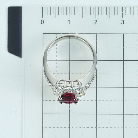 【中古】PT900 RUBYマダガスカル産非加熱ルビーリング R2.12ct D1.10ct GRS鑑別書 7.9g #13