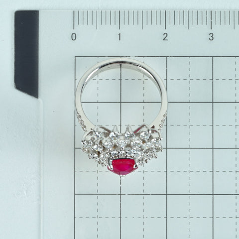 【中古】K18WG RUBYミャンマー産 ルビーリング R1.39ct D1.42ct AIGS鑑別書 6.5g #13