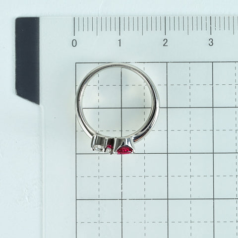 【中古】PT900 RUBYルビーリング R0.45ct D0.24ct 5.8g #7
