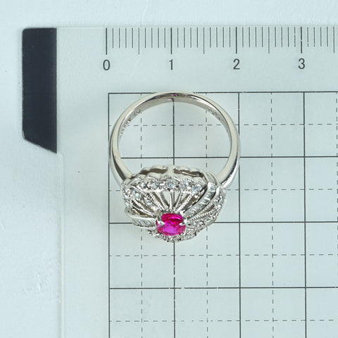 【中古】PT900 RUBYルビーリング R0.756ct D0.53ct 日宝協ソーティング 9.0g #12.5