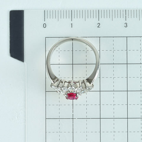 【中古】 PT850 RUBYルビーリング R0.53ct D0.83ct 5.3g #12