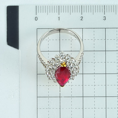 【中古】K18WG/YG RUBYモザンビーク産非加熱ルビーリング R3.01ct D1.02ct AIGSピジョンブラッド 鑑別書 6.1g #14