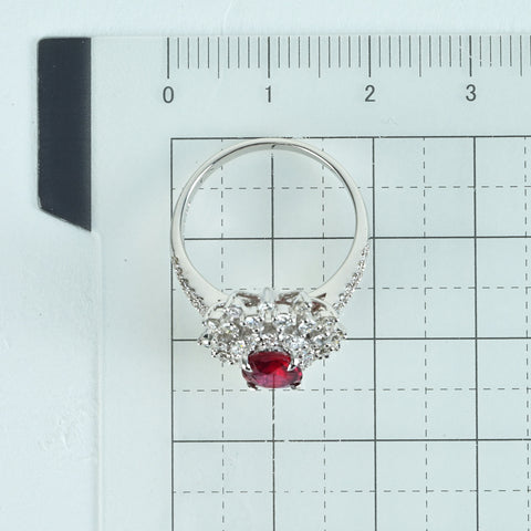 【中古】K18WG RUBY非加熱ルビーリング R1.08ct D0.89ct AIGSピジョンブラッド 4.1g #12.5