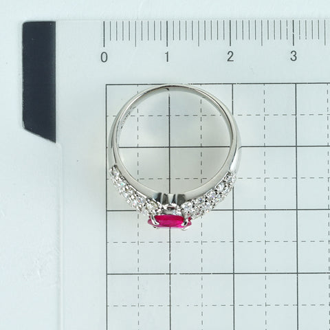 【中古】PT900 RUBYルビーリング R1.56ct D1.01ct 8.3g #13