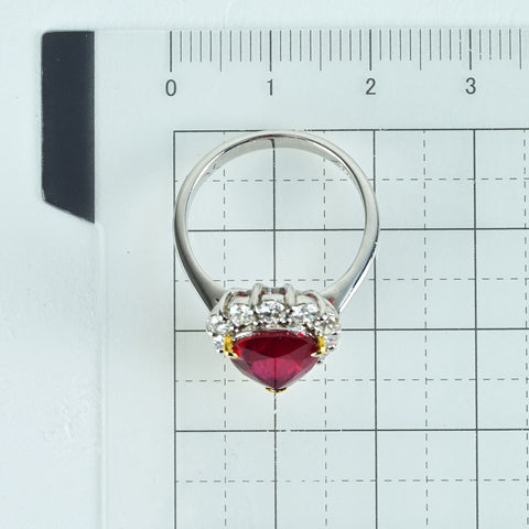 【中古】K18WG/YG RUBYモザンビーク産非加熱ルビーリング R3.04ct D0.98ct AIGS ピジョンブラッド鑑別書5.3g #14.5