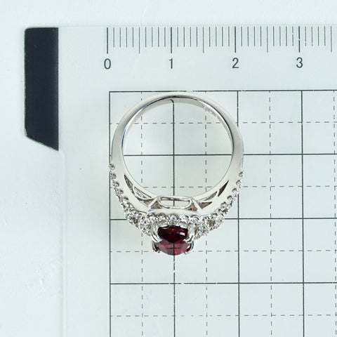 【中古】K18WG RUBY モザンビーク産非加熱ルビーリング R2.04ct D0.56ct AIGSピジョンブラッド鑑別書 6.6g #11.5