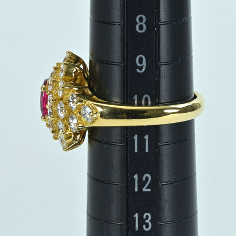 【中古】K18YG RUBY ルビーリング R1.01ct D2.00ct 6.5g #10.5