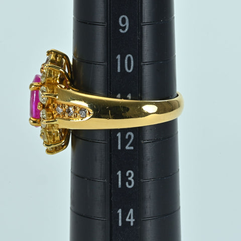 【中古】K18YG PINK SAPPHIREピンクサファイアリング PS2.12ct D1.20ct 6.9g #11.5