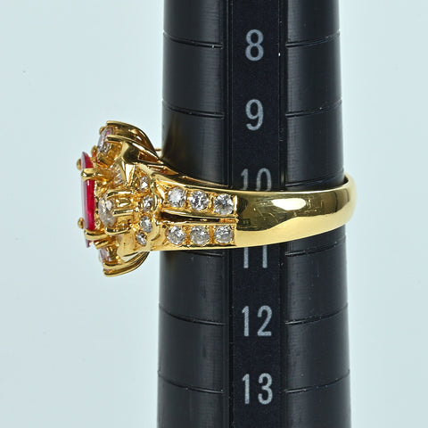 【中古】K18YG RUBYルビーリング R0.56ct D1.00ct 6.4g #10.5