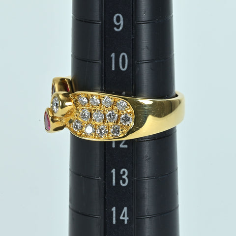 【中古】K18YG RUBYルビーリング D1.20ct 6.4g #11.5