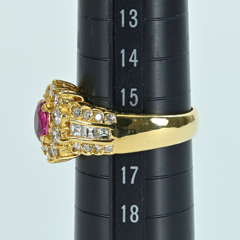 【中古】K18YG RUBYルビーリング R0.92ct D1.45ct 8.3g #16