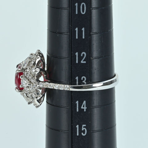 【中古】K18WG RUBYモザンビーク産非加熱ルビーリング R2.00ct D1.05ct GRS鑑別書 4.3g  #13.5
