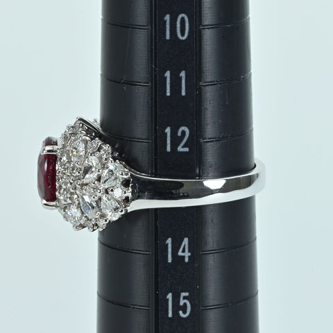 【中古】K18WG RUBYマダガスカル産非加熱ルビーリング R2.07ct D1.22ct GRS鑑別書付き 4.9g ＃13
