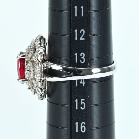 【中古】K18WG RUBY モザンビーク産非加熱ルビーリング R2.10ct D0.70ct GRS鑑別書 5.8g #14