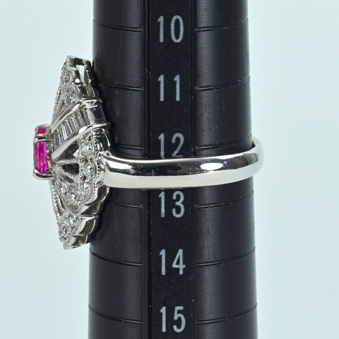 【中古】PT900 RUBYルビーリング R0.756ct D0.53ct 日宝協ソーティング 9.0g #12.5