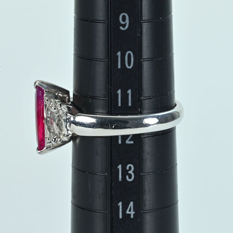 【中古】PT900 RUBYルビーリング R1.18ct D0.41ct 7.2g #12