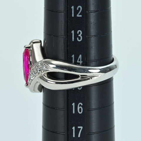 【中古】PT900 RUBYルビーリング R1.22ct D0.25xct CGLソーティング 9.1g #15
