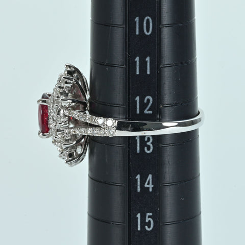 【中古】K18WG RUBY非加熱ルビーリング R1.08ct D0.89ct AIGSピジョンブラッド 4.1g #12.5