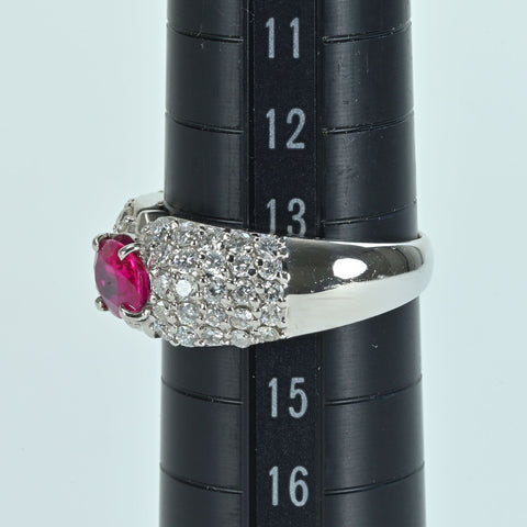 【中古】PT900 RUBYルビーリング R1.56ct D1.01ct 8.3g #13