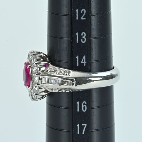 【中古】PT900 RUBYビルマ産ルビーリング R1.20ct D1.24ct GIA鑑別書 12.8g #15