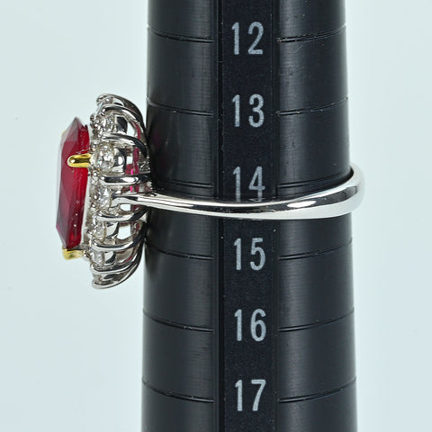 【中古】K18WG/YG RUBYモザンビーク産非加熱ルビーリング R3.04ct D0.98ct AIGS ピジョンブラッド鑑別書5.3g #14.5