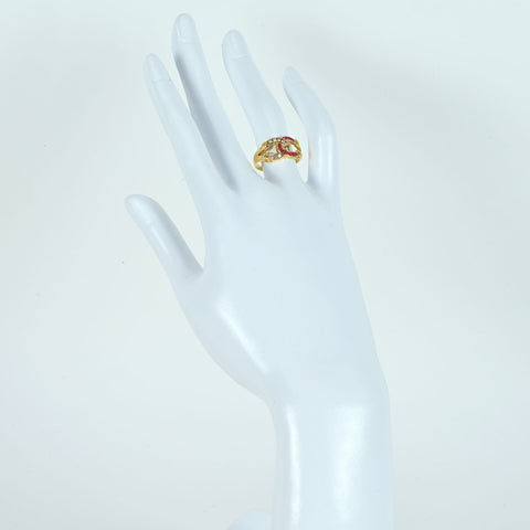 【中古】K18YG RUBYルビー・ダイヤモンドリング R0.19ct D0.12ct 4.2g #12