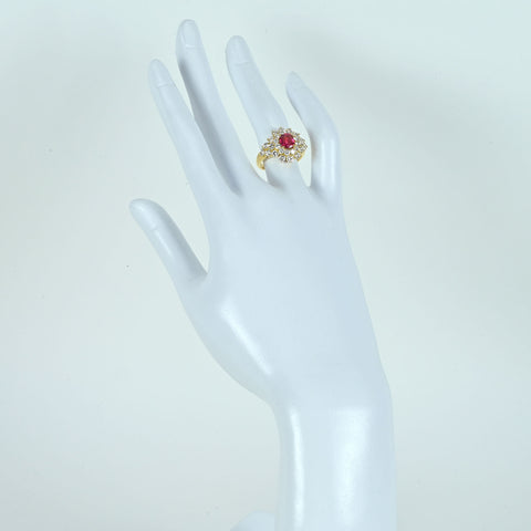 【中古】K18YG RUBY ルビーリング R1.01ct D2.00ct 6.5g #10.5