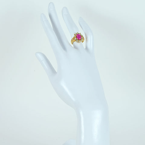 【中古】K18YG PINK SAPPHIREピンクサファイアリング PS2.12ct D1.20ct 6.9g #11.5