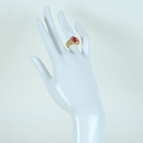 【中古】K18YG RUBYルビーリング R0.56ct D1.00ct 6.4g #10.5