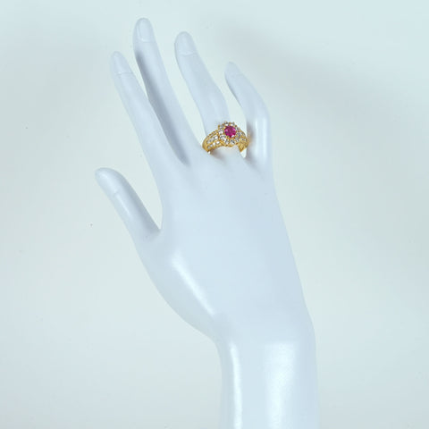 【中古】K18YG RUBYルビーリング R0.92ct D1.45ct 8.3g #16