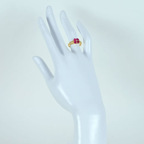 【中古】K18YG ルビーリング D0.13ct 3.6g #11