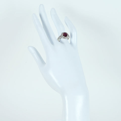 【中古】PT900 RUBYマダガスカル産非加熱ルビーリング R2.12ct D1.10ct GRS鑑別書 7.9g #13