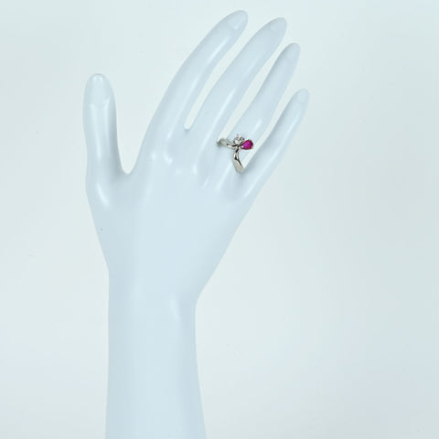 【中古】PT900 RUBYルビーリング R0.45ct D0.24ct 5.8g #7