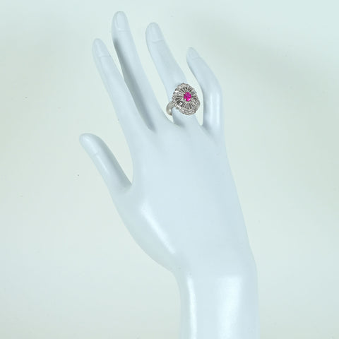 【中古】PT900 RUBYルビーリング R0.756ct D0.53ct 日宝協ソーティング 9.0g #12.5