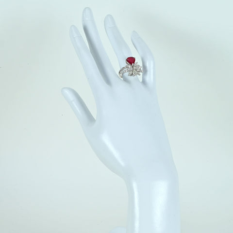 【中古】K18WG RUBYモザンビーク産非加熱ルビーリング R2.00ct D1.51ct GRS鑑別書 6.4g 12.5