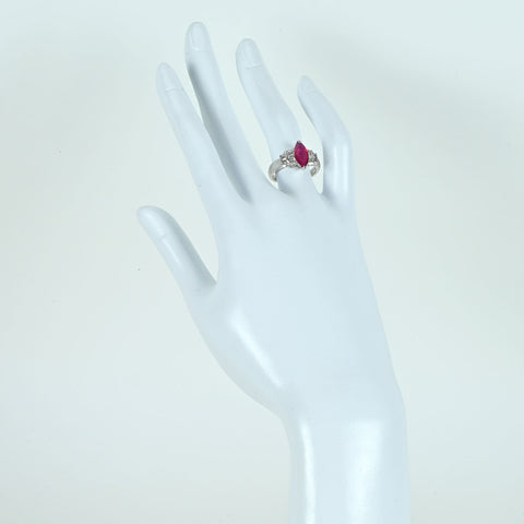 【中古】PT900 RUBYルビーリング R1.18ct D0.41ct 7.2g #12