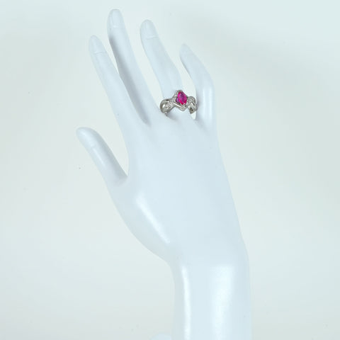 【中古】PT900 RUBYルビーリング R1.22ct D0.25xct CGLソーティング 9.1g #15