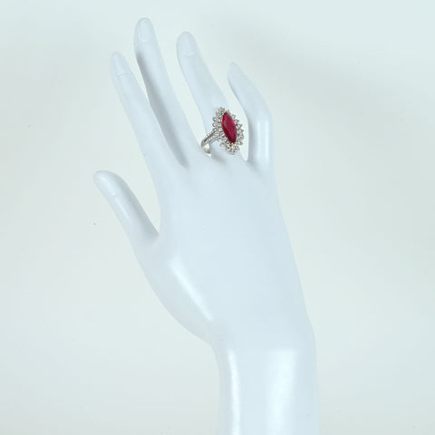 【中古】K18WG/YG RUBYモザンビーク産非加熱ルビーリング R3.01ct D1.02ct AIGSピジョンブラッド 鑑別書 6.1g #14