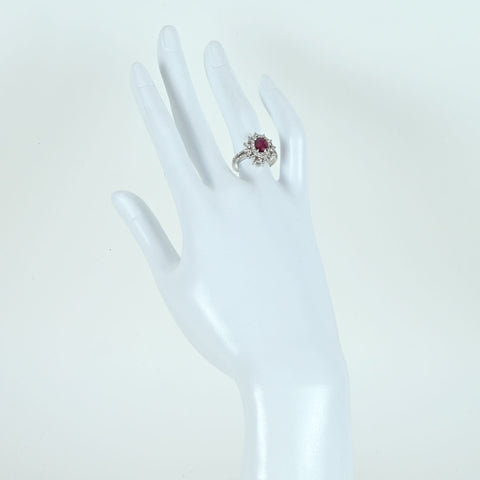 【中古】K18WG RUBY非加熱ルビーリング R1.08ct D0.89ct AIGSピジョンブラッド 4.1g #12.5