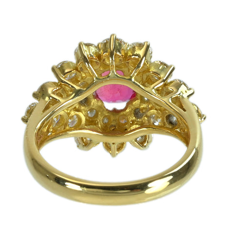 【中古】K18YG RUBY ルビーリング R1.01ct D2.00ct 6.5g #10.5