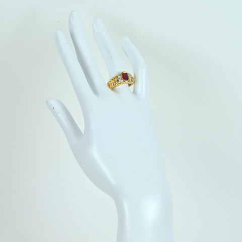 【中古】K18 RUBYルビーリング RING R1.024ct D0.12ct CGLソーティング 9.6g #14